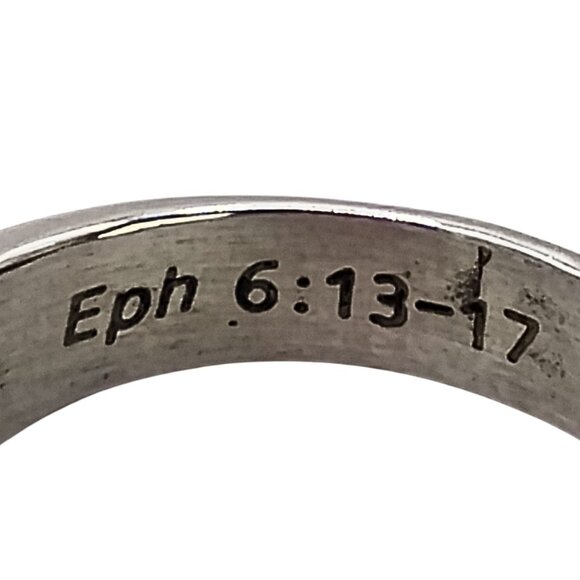 Mens Full Armor of God Stainless Steel Cross Ring Size 11.5 ArmoRing Religious - Picture 7 of 8